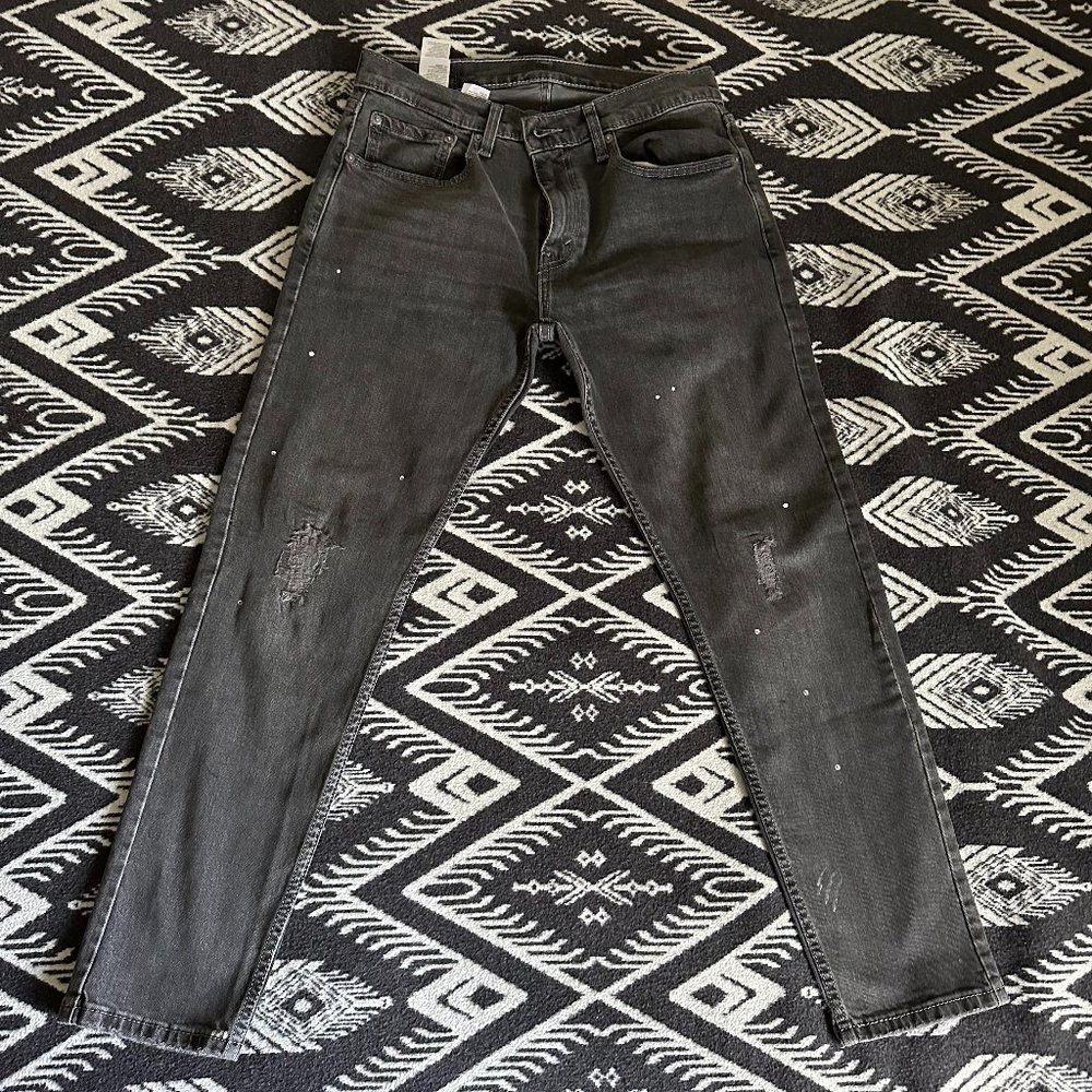 Levi's 512 Slim Taper Stretch Flex Grey Jeans 31x30 Distress Painter Gray